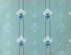アンティークイラスト素材19世紀末イギリス壁紙青い小花