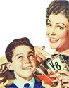 アンティーク・レトロ背景透過PNG画像素材 アメリカヴィンテージ少年と母