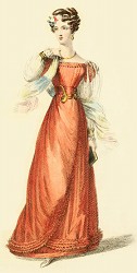 アンティークイラスト素材19世紀初めのドレス