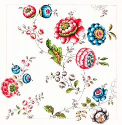 アンティークイラスト素材18世紀のファブリック花模様